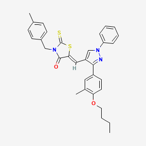 molecular formula C32H31N3O2S2 B12026566 (5Z)-5-{[3-(4-Butoxy-3-methylphenyl)-1-phenyl-1H-pyrazol-4-YL]methylene}-3-(4-methylbenzyl)-2-thioxo-1,3-thiazolidin-4-one CAS No. 623940-56-7