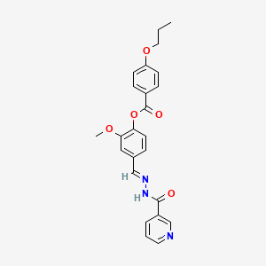 molecular formula C24H23N3O5 B12026620 2-Methoxy-4-(2-(3-pyridinylcarbonyl)carbohydrazonoyl)phenyl 4-propoxybenzoate CAS No. 765286-16-6