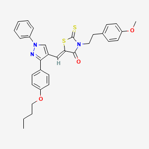 molecular formula C32H31N3O3S2 B12026639 (5Z)-5-{[3-(4-butoxyphenyl)-1-phenyl-1H-pyrazol-4-yl]methylene}-3-[2-(4-methoxyphenyl)ethyl]-2-thioxo-1,3-thiazolidin-4-one CAS No. 624724-67-0