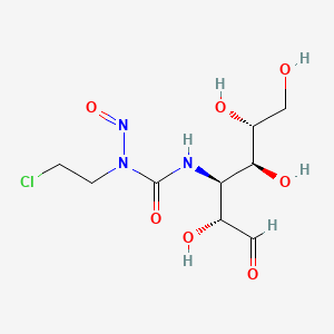 molecular formula C9H16ClN3O7 B1202673 D-Glucose, 3-((((2-chloroethyl)nitrosoamino)carbonyl)amino)- CAS No. 73237-82-8
