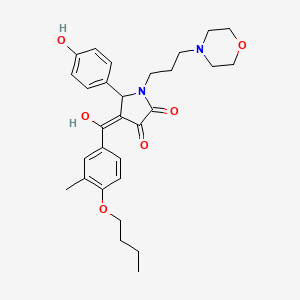 molecular formula C29H36N2O6 B12026735 4-(4-Butoxy-3-methylbenzoyl)-3-hydroxy-5-(4-hydroxyphenyl)-1-[3-(4-morpholinyl)propyl]-1,5-dihydro-2H-pyrrol-2-one 