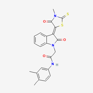 molecular formula C22H19N3O3S2 B12026746 N-(3,4-dimethylphenyl)-2-[(3Z)-3-(3-methyl-4-oxo-2-thioxo-1,3-thiazolidin-5-ylidene)-2-oxo-2,3-dihydro-1H-indol-1-yl]acetamide CAS No. 617698-40-5