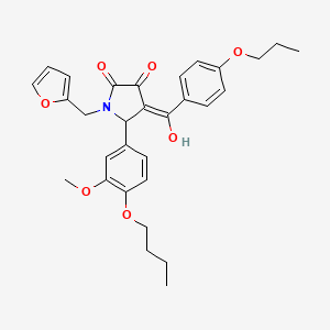 molecular formula C30H33NO7 B12026788 5-(4-Butoxy-3-methoxyphenyl)-1-(furan-2-ylmethyl)-3-hydroxy-4-(4-propoxybenzoyl)-1H-pyrrol-2(5H)-one CAS No. 617695-50-8