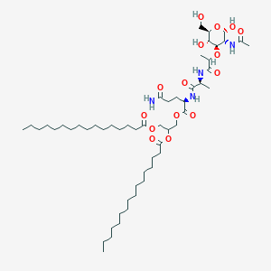 molecular formula C54H98N4O15 B1202680 [3-[(2R)-2-[[(2S)-2-[2-[(2S,3R,4R,5S,6R)-3-acetamido-2,5-dihydroxy-6-(hydroxymethyl)oxan-4-yl]oxypropanoylamino]propanoyl]amino]-5-amino-5-oxopentanoyl]oxy-2-hexadecanoyloxypropyl] hexadecanoate CAS No. 95238-29-2