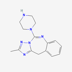 molecular formula C15H18N6 B1202681 2-Methyl-5-piperazinyl-11H-(1,2,4)triazolo(1,5-C)(1,3)benzodiazepine CAS No. 124027-45-8
