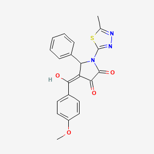 molecular formula C21H17N3O4S B12026811 3-Hydroxy-4-(4-methoxybenzoyl)-1-(5-methyl-1,3,4-thiadiazol-2-yl)-5-phenyl-1H-pyrrol-2(5H)-one CAS No. 609794-11-8