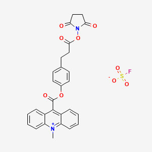 molecular formula C28H23FN2O9S B1202688 4-(2-Succinimidyloxycarbonylethyl)phenyl-10-methylacridinium-9-carboxylate CAS No. 87198-89-8