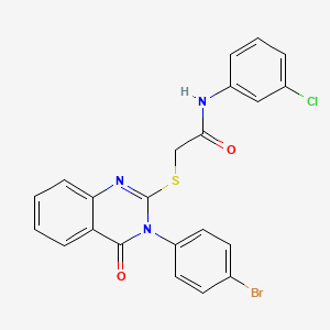 molecular formula C22H15BrClN3O2S B12026904 2-{[3-(4-bromophenyl)-4-oxo-3,4-dihydroquinazolin-2-yl]sulfanyl}-N-(3-chlorophenyl)acetamide 