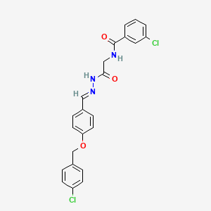 molecular formula C23H19Cl2N3O3 B12026948 3-CL-N-(2-(2-(4-((4-Chlorobenzyl)oxy)benzylidene)hydrazino)-2-oxoethyl)benzamide CAS No. 765286-12-2