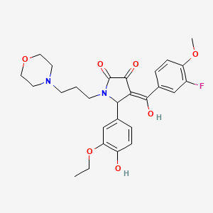 molecular formula C27H31FN2O7 B12026974 5-(3-Ethoxy-4-hydroxyphenyl)-4-(3-fluoro-4-methoxybenzoyl)-3-hydroxy-1-[3-(4-morpholinyl)propyl]-1,5-dihydro-2H-pyrrol-2-one 