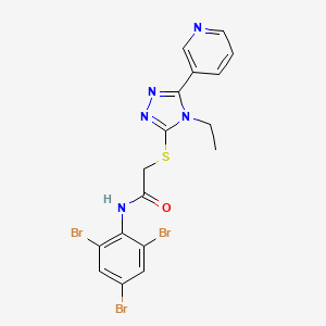 molecular formula C17H14Br3N5OS B12027010 2-{[4-Ethyl-5-(3-pyridinyl)-4H-1,2,4-triazol-3-YL]sulfanyl}-N-(2,4,6-tribromophenyl)acetamide CAS No. 577981-02-3