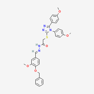 N'-{(E)-[4-(benzyloxy)-3-methoxyphenyl]methylidene}-2-{[4,5-bis(4-methoxyphenyl)-4H-1,2,4-triazol-3-yl]sulfanyl}acetohydrazide