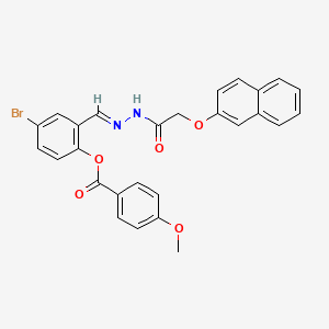 B12027042 4-Bromo-2-(2-((2-naphthyloxy)acetyl)carbohydrazonoyl)phenyl 4-methoxybenzoate CAS No. 767289-61-2