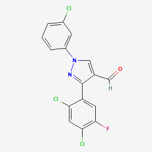 molecular formula C16H8Cl3FN2O B12027058 1-(3-chlorophenyl)-3-(2,4-dichloro-5-fluorophenyl)-1H-pyrazole-4-carbaldehyde CAS No. 618101-75-0