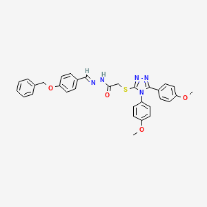 molecular formula C32H29N5O4S B12027077 N'-{(E)-[4-(benzyloxy)phenyl]methylidene}-2-{[4,5-bis(4-methoxyphenyl)-4H-1,2,4-triazol-3-yl]sulfanyl}acetohydrazide 