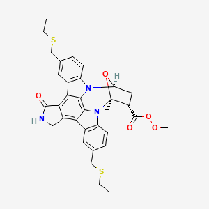 molecular formula C33H33N3O5S2 B1202710 2,11-双[(乙基硫代)甲基]-15-羟基-8-甲基-5,6,7,8-四氢-13H-5,8-环氧-4b,8a,14-三氮二苯并[b,h]环辛[1,2,3,4-jkl]环戊[e]-as-茚满-7-碳伯氧酸甲酯 
