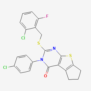 2-[(2-chloro-6-fluorobenzyl)sulfanyl]-3-(4-chlorophenyl)-3,5,6,7-tetrahydro-4H-cyclopenta[4,5]thieno[2,3-d]pyrimidin-4-one