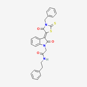 2-[(3Z)-3-(3-benzyl-4-oxo-2-thioxo-1,3-thiazolidin-5-ylidene)-2-oxo-2,3-dihydro-1H-indol-1-yl]-N-(2-phenylethyl)acetamide