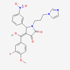 molecular formula C24H21FN4O6 B12027212 1-(3-(1H-Imidazol-1-yl)propyl)-4-(3-fluoro-4-methoxybenzoyl)-3-hydroxy-5-(3-nitrophenyl)-1H-pyrrol-2(5H)-one CAS No. 618072-93-8