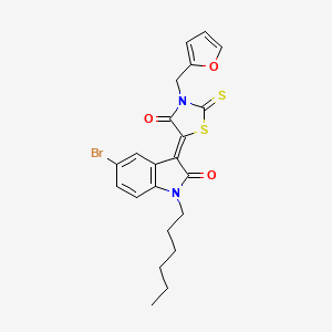 (3Z)-5-Bromo-3-[3-(2-furylmethyl)-4-oxo-2-thioxo-1,3-thiazolidin-5-ylidene]-1-hexyl-1,3-dihydro-2H-indol-2-one