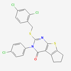 3-(4-chlorophenyl)-2-[(2,4-dichlorobenzyl)sulfanyl]-3,5,6,7-tetrahydro-4H-cyclopenta[4,5]thieno[2,3-d]pyrimidin-4-one