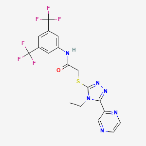 molecular formula C18H14F6N6OS B12027293 N-(3,5-Bis(trifluoromethyl)phenyl)-2-((4-ethyl-5-(pyrazin-2-yl)-4H-1,2,4-triazol-3-yl)thio)acetamide CAS No. 587010-29-5