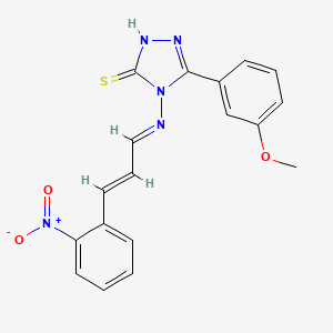 molecular formula C18H15N5O3S B12027298 5-(3-methoxyphenyl)-4-{[(E,2E)-3-(2-nitrophenyl)-2-propenylidene]amino}-4H-1,2,4-triazole-3-thiol 