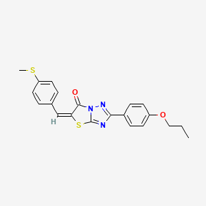 molecular formula C21H19N3O2S2 B12027324 (5E)-5-[4-(methylsulfanyl)benzylidene]-2-(4-propoxyphenyl)[1,3]thiazolo[3,2-b][1,2,4]triazol-6(5H)-one CAS No. 606962-14-5