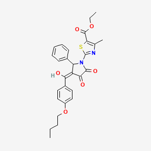 molecular formula C28H28N2O6S B12027404 Ethyl 2-(3-(4-butoxybenzoyl)-4-hydroxy-5-oxo-2-phenyl-2,5-dihydro-1H-pyrrol-1-yl)-4-methylthiazole-5-carboxylate CAS No. 609796-43-2