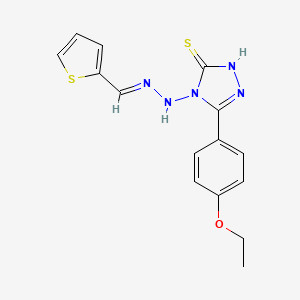 molecular formula C15H15N5OS2 B12027415 2-Thiophenecarbaldehyde [3-(4-ethoxyphenyl)-5-sulfanyl-4H-1,2,4-triazol-4-YL]hydrazone CAS No. 624725-00-4