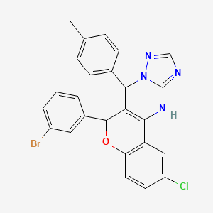 molecular formula C25H18BrClN4O B12027420 6-(3-bromophenyl)-2-chloro-7-(4-methylphenyl)-7,12-dihydro-6H-chromeno[4,3-d][1,2,4]triazolo[1,5-a]pyrimidine 