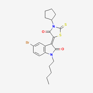 (3Z)-5-bromo-3-(3-cyclopentyl-4-oxo-2-thioxo-1,3-thiazolidin-5-ylidene)-1-pentyl-1,3-dihydro-2H-indol-2-one