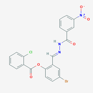 4-Bromo-2-(2-(3-nitrobenzoyl)carbohydrazonoyl)phenyl 2-chlorobenzoate