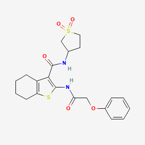 molecular formula C21H24N2O5S2 B12027513 N-(1,1-dioxidotetrahydrothiophen-3-yl)-2-[(phenoxyacetyl)amino]-4,5,6,7-tetrahydro-1-benzothiophene-3-carboxamide 