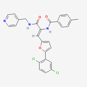 molecular formula C27H21Cl2N3O3 B12027576 N-((Z)-2-[5-(2,5-Dichlorophenyl)-2-furyl]-1-{[(4-pyridinylmethyl)amino]carbonyl}ethenyl)-4-methylbenzamide CAS No. 624726-83-6