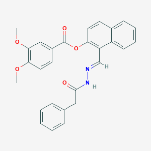 molecular formula C28H24N2O5 B12027595 1-(2-(Phenylacetyl)carbohydrazonoyl)-2-naphthyl 3,4-dimethoxybenzoate CAS No. 767310-53-2