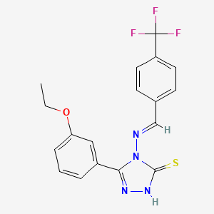 molecular formula C18H15F3N4OS B12027634 3-(3-Ethoxyphenyl)-4-((4-(trifluoromethyl)benzylidene)amino)-1H-1,2,4-triazole-5(4H)-thione CAS No. 497922-04-0