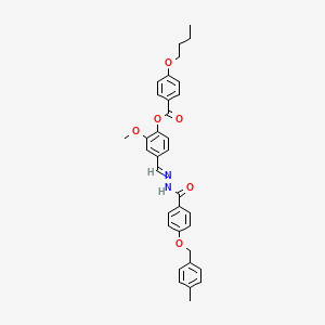 molecular formula C34H34N2O6 B12027640 [2-methoxy-4-[(E)-[[4-[(4-methylphenyl)methoxy]benzoyl]hydrazinylidene]methyl]phenyl] 4-butoxybenzoate 