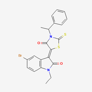 molecular formula C21H17BrN2O2S2 B12027686 5-(5-Bromo-1-ethyl-2-oxoindolin-3-ylidene)-3-(1-phenylethyl)-2-thioxothiazolidin-4-one CAS No. 617698-18-7