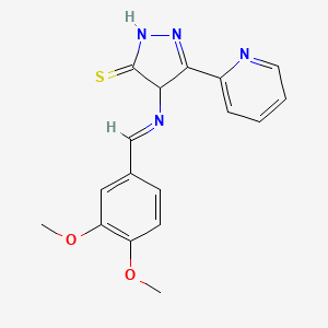 4-((3,4-Dimethoxybenzylidene)amino)-5-(pyridin-2-yl)-4H-pyrazole-3-thiol