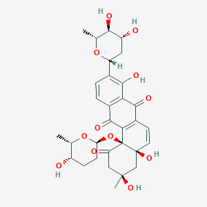 molecular formula C31H36O12 B1202774 (3R,4aR,12bS)-9-[(2R,4R,5S,6R)-4,5-dihydroxy-6-methyloxan-2-yl]-3,4a,8-trihydroxy-12b-[(2S,5S,6S)-5-hydroxy-6-methyloxan-2-yl]oxy-3-methyl-2,4-dihydrobenzo[a]anthracene-1,7,12-trione 