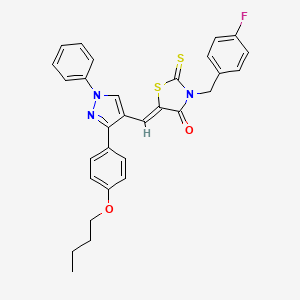 (5Z)-5-{[3-(4-butoxyphenyl)-1-phenyl-1H-pyrazol-4-yl]methylene}-3-(4-fluorobenzyl)-2-thioxo-1,3-thiazolidin-4-one