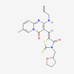 molecular formula C21H22N4O3S2 B12027845 2-(Allylamino)-7-methyl-3-{(Z)-[4-oxo-3-(tetrahydro-2-furanylmethyl)-2-thioxo-1,3-thiazolidin-5-ylidene]methyl}-4H-pyrido[1,2-A]pyrimidin-4-one 