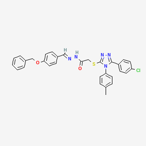 molecular formula C31H26ClN5O2S B12027886 N'-{(E)-[4-(benzyloxy)phenyl]methylidene}-2-{[5-(4-chlorophenyl)-4-(4-methylphenyl)-4H-1,2,4-triazol-3-yl]sulfanyl}acetohydrazide 