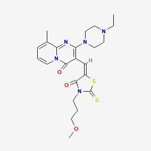 (5E)-5-[[2-(4-ethylpiperazin-1-yl)-9-methyl-4-oxopyrido[1,2-a]pyrimidin-3-yl]methylidene]-3-(3-methoxypropyl)-2-sulfanylidene-1,3-thiazolidin-4-one