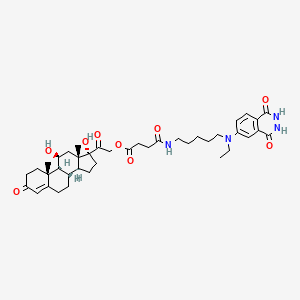 molecular formula C40H54N4O9 B1202791 Cortisol-aminopentylethylisoluminol conjugate CAS No. 76773-85-8