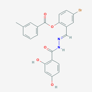 4-Bromo-2-(2-(2,4-dihydroxybenzoyl)carbohydrazonoyl)phenyl 3-methylbenzoate