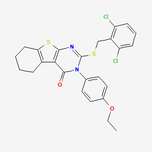 molecular formula C25H22Cl2N2O2S2 B12028025 2-[(2,6-dichlorobenzyl)sulfanyl]-3-(4-ethoxyphenyl)-5,6,7,8-tetrahydro[1]benzothieno[2,3-d]pyrimidin-4(3H)-one 