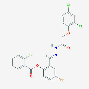 [4-bromo-2-[(E)-[[2-(2,4-dichlorophenoxy)acetyl]hydrazinylidene]methyl]phenyl] 2-chlorobenzoate