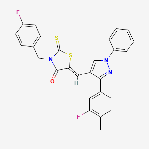 molecular formula C27H19F2N3OS2 B12028073 (5Z)-5-[[3-(3-fluoro-4-methylphenyl)-1-phenylpyrazol-4-yl]methylidene]-3-[(4-fluorophenyl)methyl]-2-sulfanylidene-1,3-thiazolidin-4-one CAS No. 623936-21-0